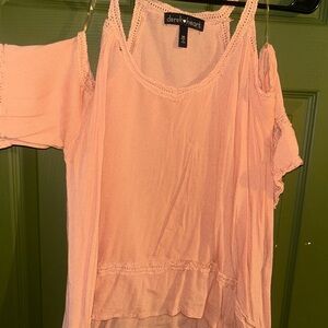 Derek Heart Light Pink Cold Shoulder Blouse